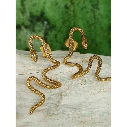 Boucle d'oreille serpent dorée - Dolita select store de bijoux fantaisie FR
