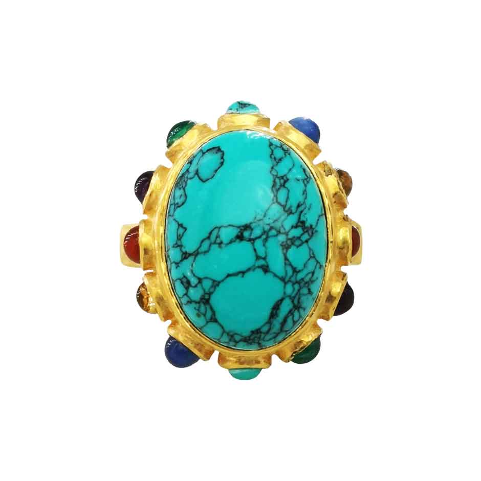 Bague turquoise avec pierres - Dolita bijoux de créateurs français