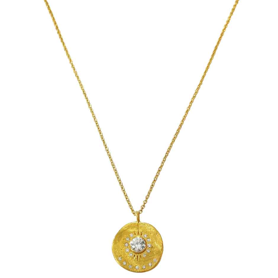 Collier médaille martelée dorée - Dolita bijoux fantaisie créateurs français