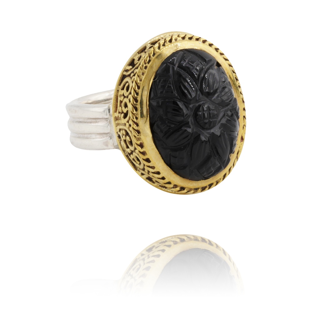Bague ovale pierre noire - Dolita select store de bijoux fantaisie créateurs