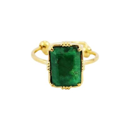 Bague pierre rectangulaire verte - Dolita marques françaises bijoux