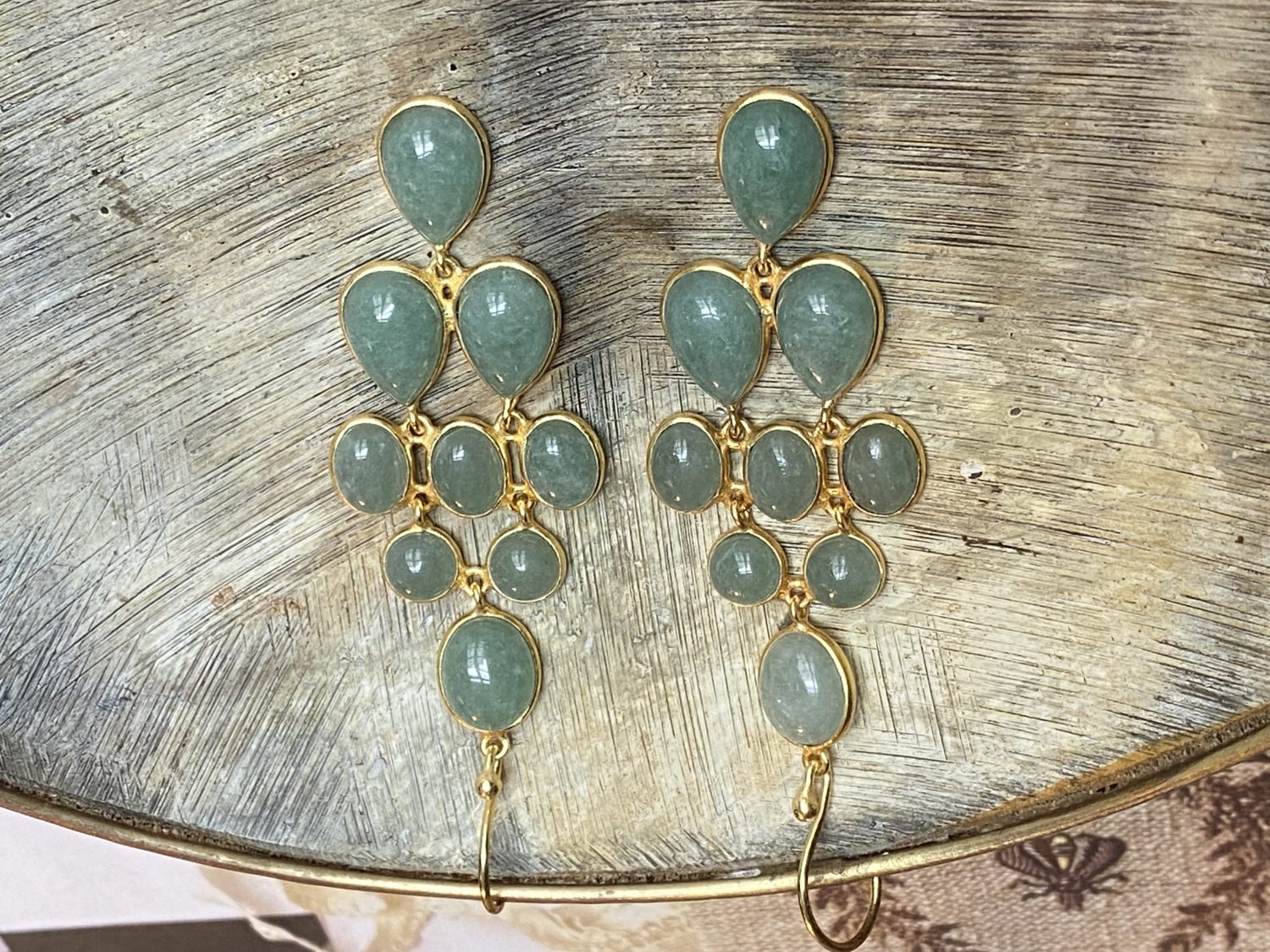 Boucles d'oreilles dorées aventurine verte - Dolita select store de bijoux  FR