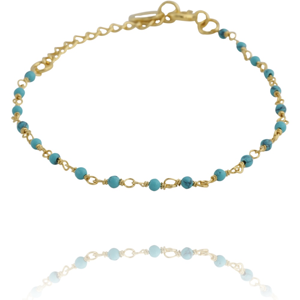 Bracelet chaîne perles turquoises - Dolita bijoux made In France