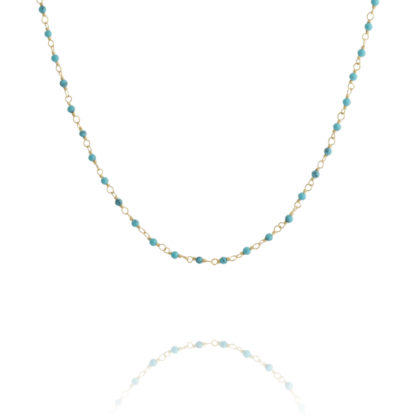 Collier chaîne perles turquoises - Dolita bijoux made In France